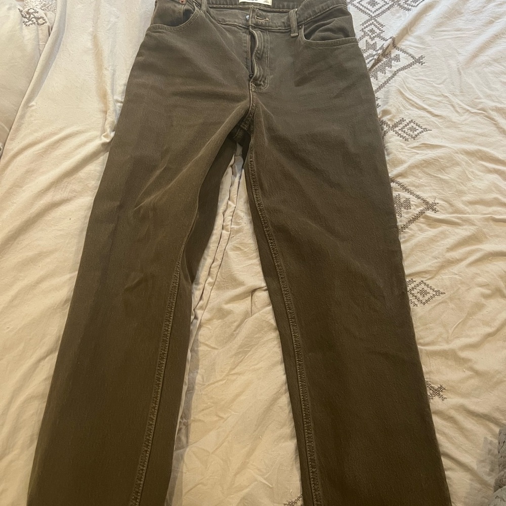 Abercrombie & Fitch Olive Green Wide Leg Jeans